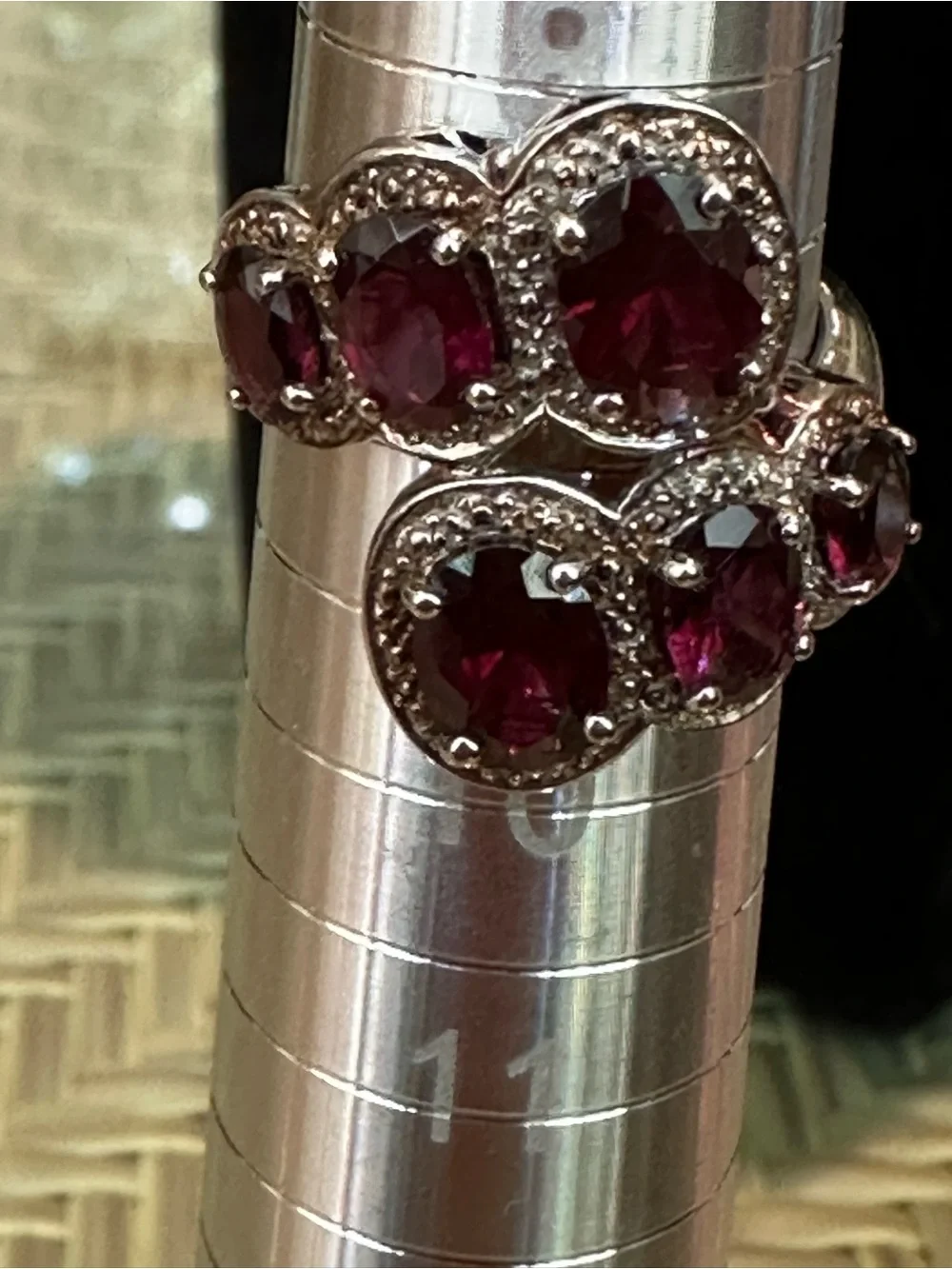 Vintage-Style Sterling Garnet Cocktail Ring - Silver